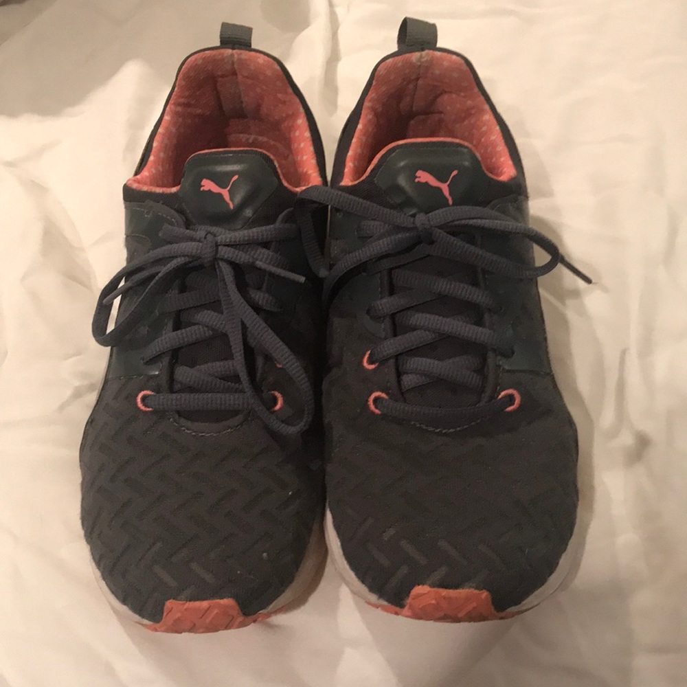 Grey and pink Puma Tennis shoes